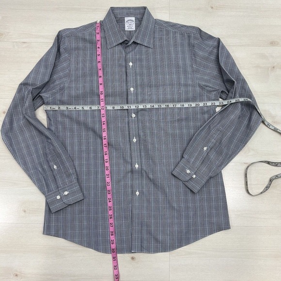BROOKS BROTHERS Regent Non Iron Gray Plaid Dress Shirt 16-4/5 All Cotton - Picture 6 of 10